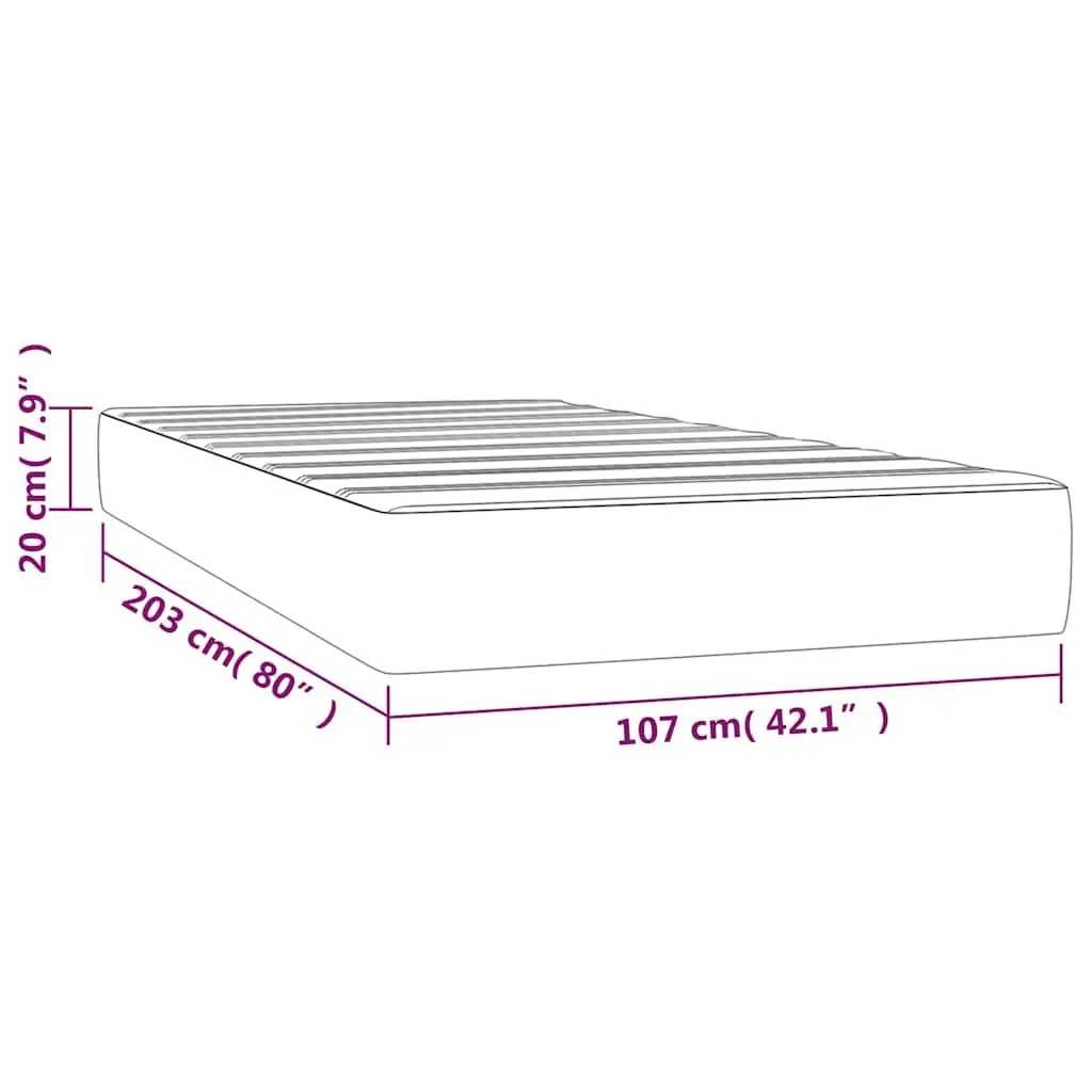 Pocket Spring Bed Mattress Super Single Velvet Dark Grey Medium-Firm Support