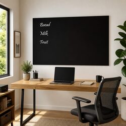 Wall-mounted Magnetic Dry Erase Board Black Tempered Glass 80x50cm Office Notice