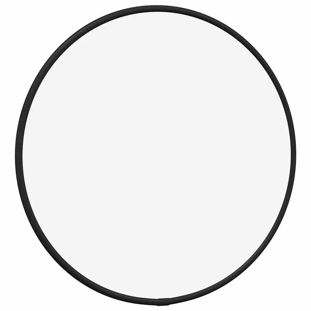 30cm Black Round Wall Mirror Glass Frame PVC Wall Mounted Minimalist Home Decor