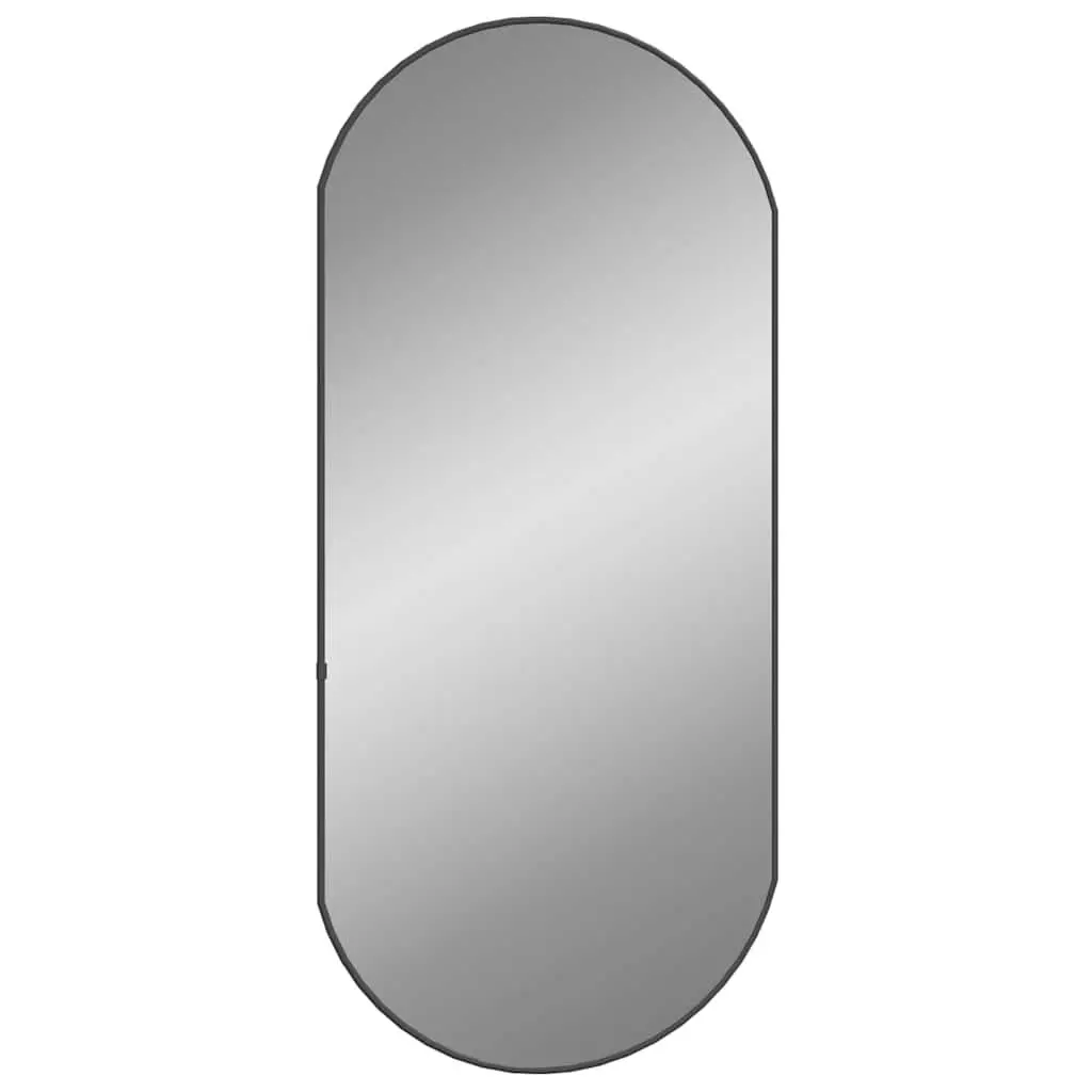 Oval Wall Mirror Black PVC Frame 90x40cm Glass Surface for Bathroom Bedroom Home Use