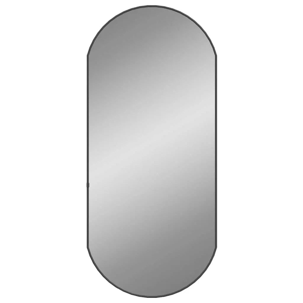 Oval Wall Mirror Black PVC Frame 90x40cm Glass Surface for Bathroom Bedroom Home Use