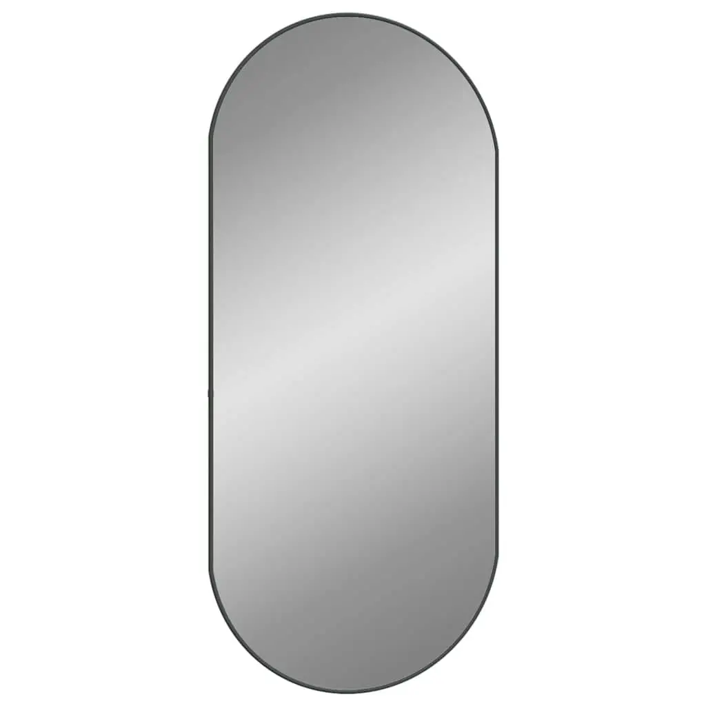 Oval Wall Mirror Black 100x45 cm Glass PVC Frame Vanity Bedroom Bathroom Decor