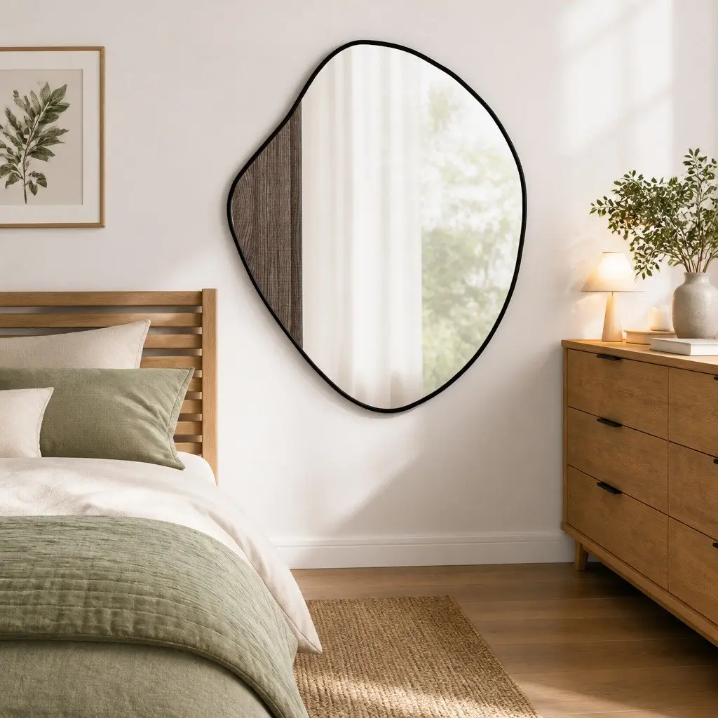 Wall Mirror Black 60x50 cm Glass Vanity Bathroom Bedroom Hallway Home Decor