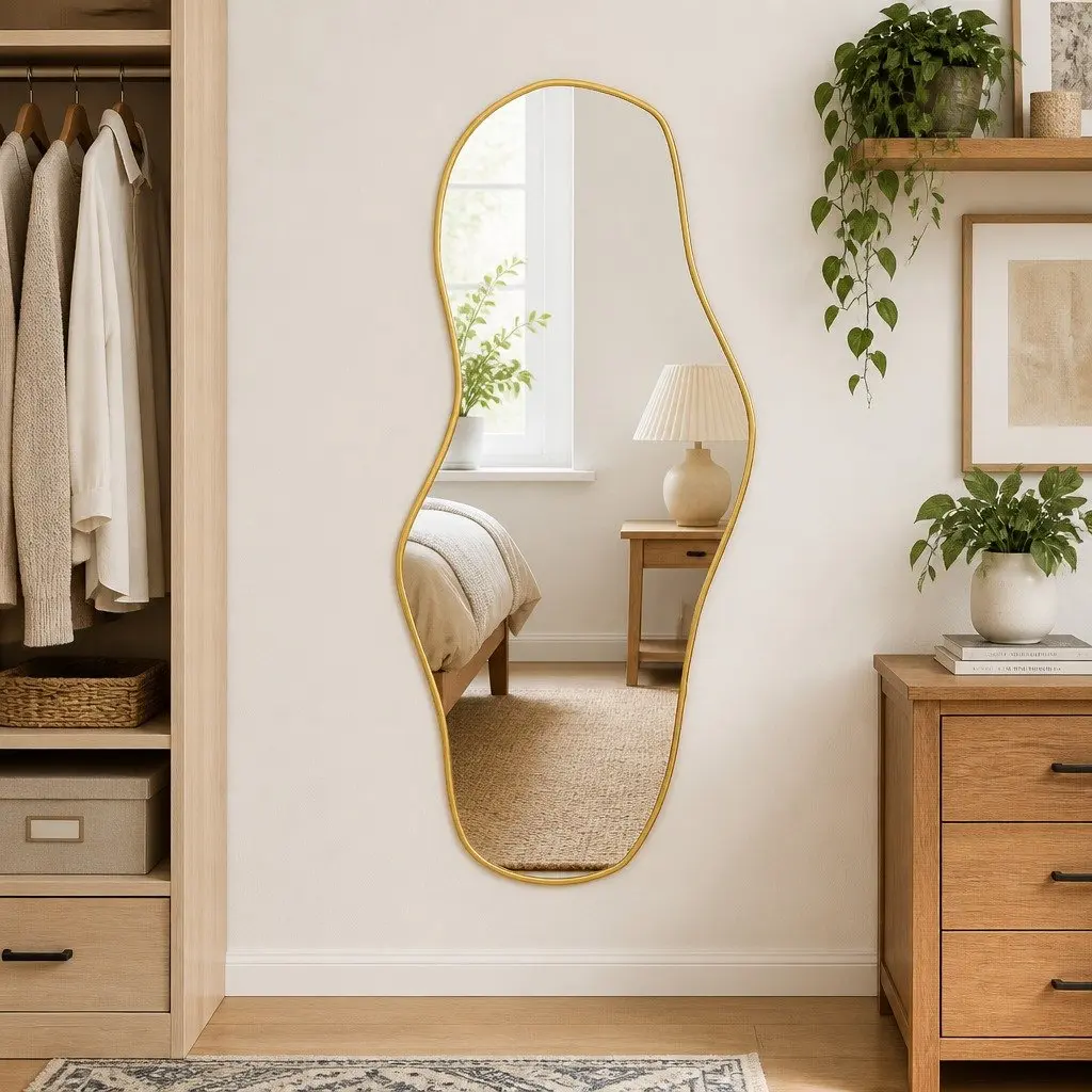 Wall Mirror Glass PVC Frame 100x45 cm Gold