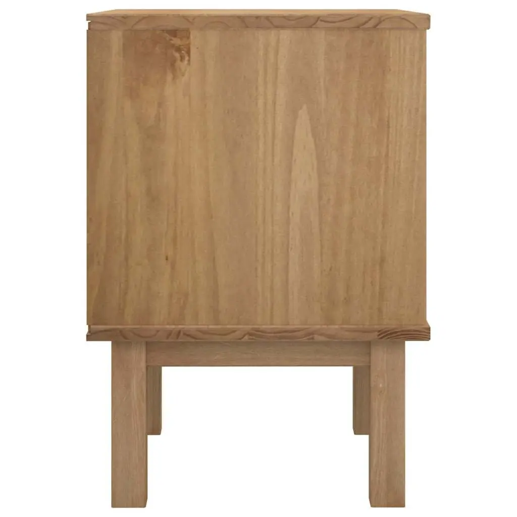 Solid Pine Wood Bedside Cabinet 45x39x57cm Brown Two Drawers Scandinavian Style
