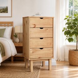 Drawer Cabinet 45x39x90cm Solid Pine Wood Chest of Drawers 4 Drawer Storage