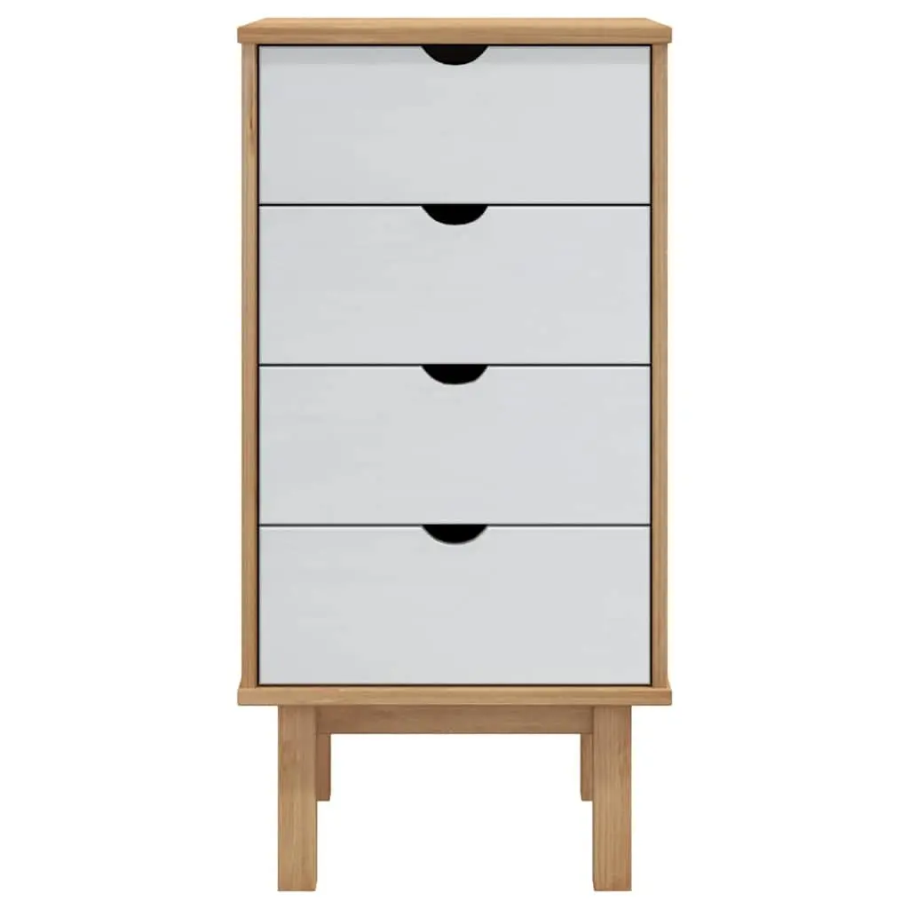Drawer Cabinet Chest of Drawers 45x39x90cm Solid Pine Wood Brown&White 4 Drawer