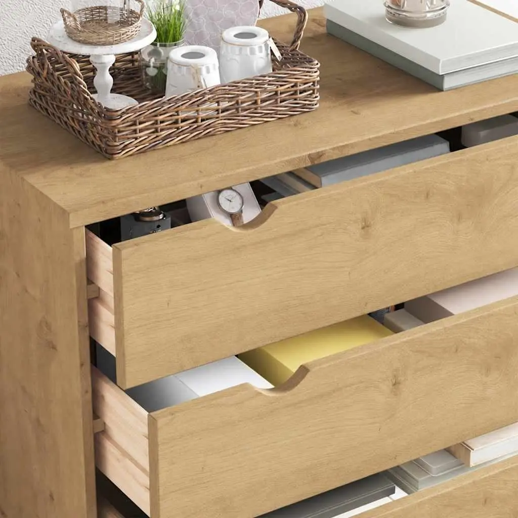 4 Drawer Chest Solid Pinewood Scandinavian Style Storage Cabinet Brown 76.5x39.5x90cm