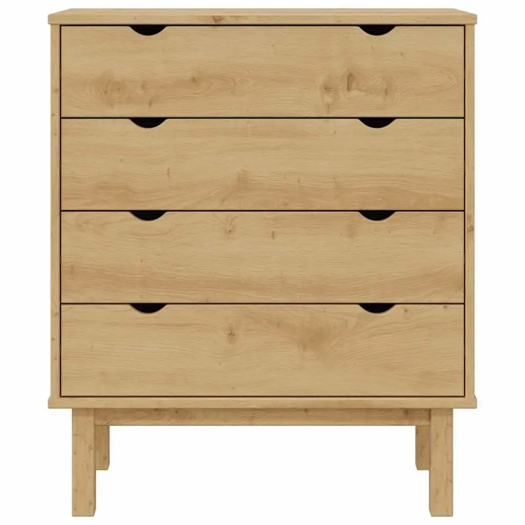 4 Drawer Chest Solid Pinewood Scandinavian Style Storage Cabinet Brown 76.5x39.5x90cm