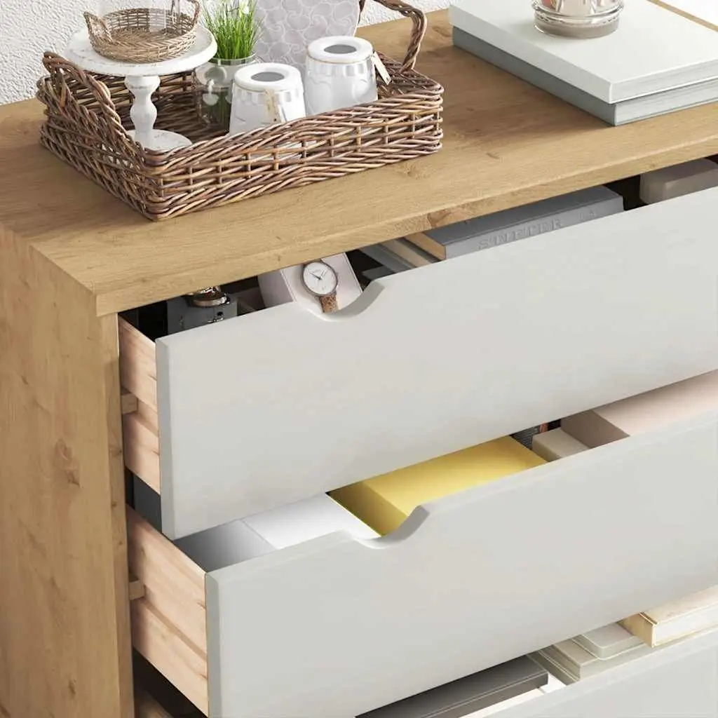 Drawer Cabinet Solid Pine Wood 76.5x39.5x90cm Brown and White