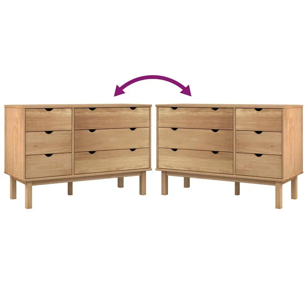 Drawer Chest Solid Pine Wood 6 Storage Drawers Brown Scandinavian Style