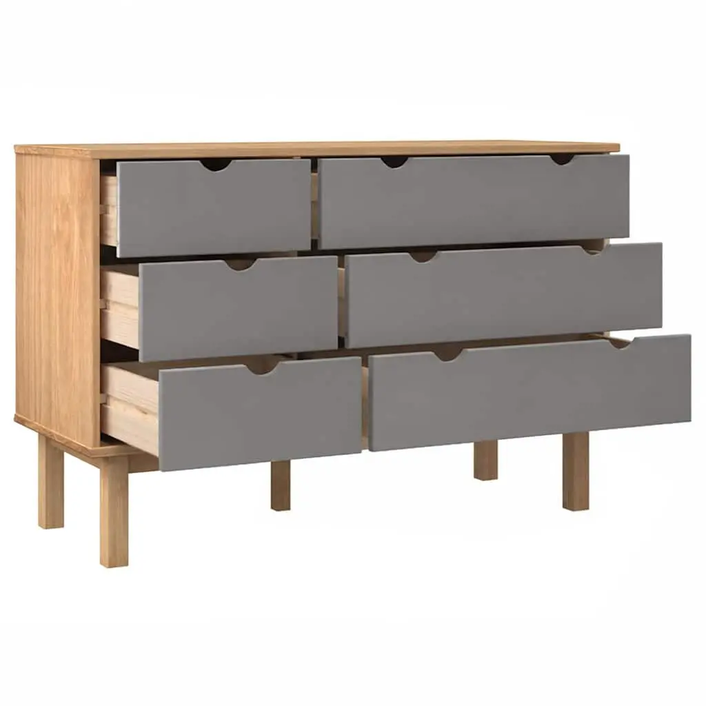 6 Drawer Grey Storage Organizer Solid Pine Wood Cabinet for Home Furniture