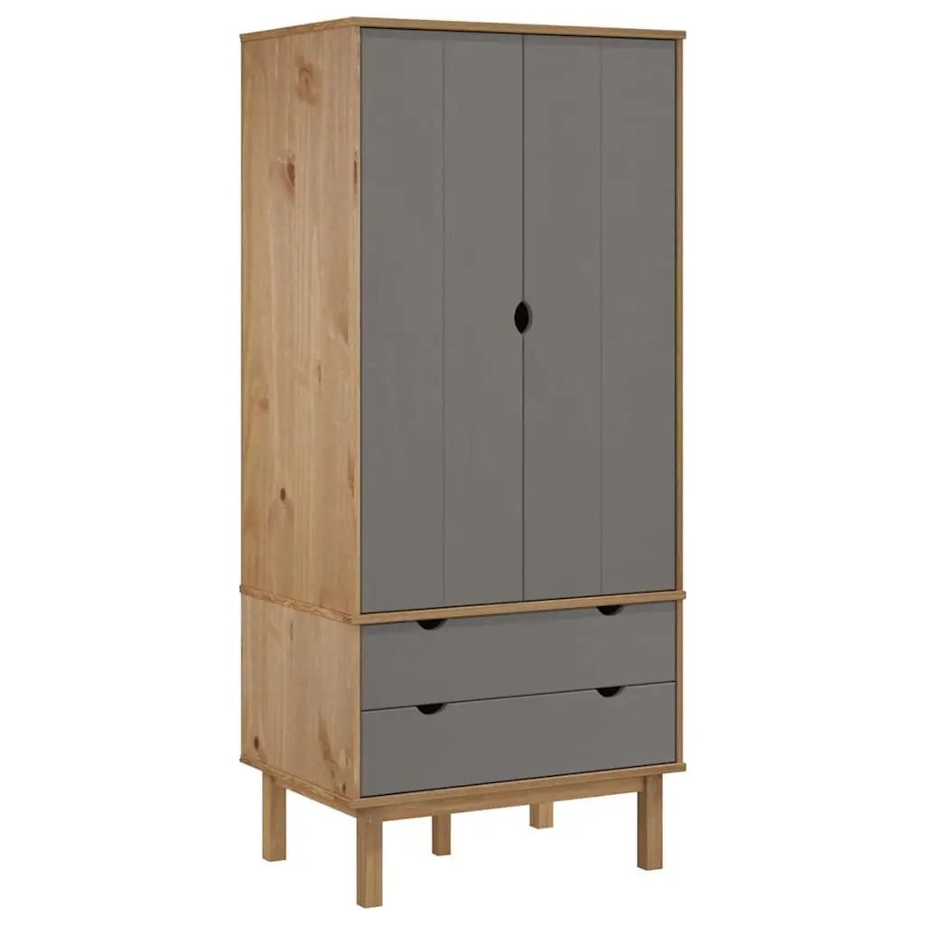 Grey Solid Wood Wardrobe with Organised Storage 76.5x53x172cm