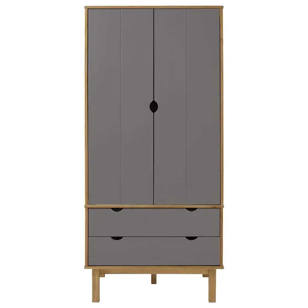 Grey Solid Wood Wardrobe with Organised Storage 76.5x53x172cm