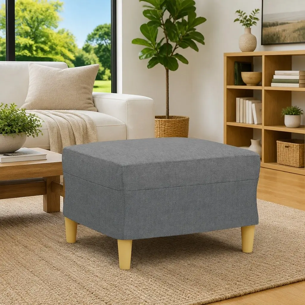 Footstool Fabric Dark Grey 60x50x41 cm Plywood Rest Seat Ottoman Furniture