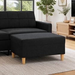 Versatile Black Fabric Footstool for Home Use