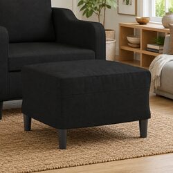 Practical Black Ottoman Footstool for Home Use 60x50cm