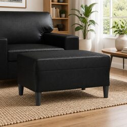 Versatile Black Faux Leather Footstool for Your Home