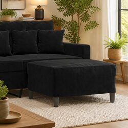 Versatile Black Velvet Ottoman for Home Use