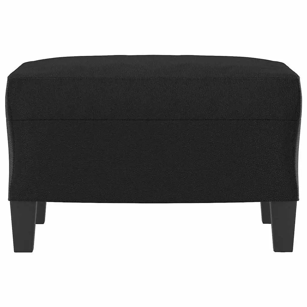 Footstool Faux Leather Black Compact Ottoman Seat Rest