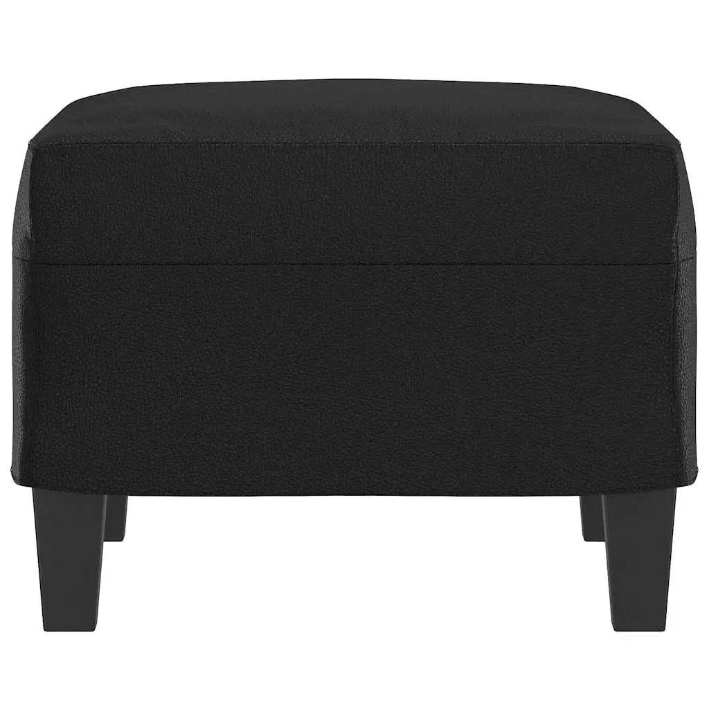 Footstool Faux Leather Black Compact Ottoman Seat Rest