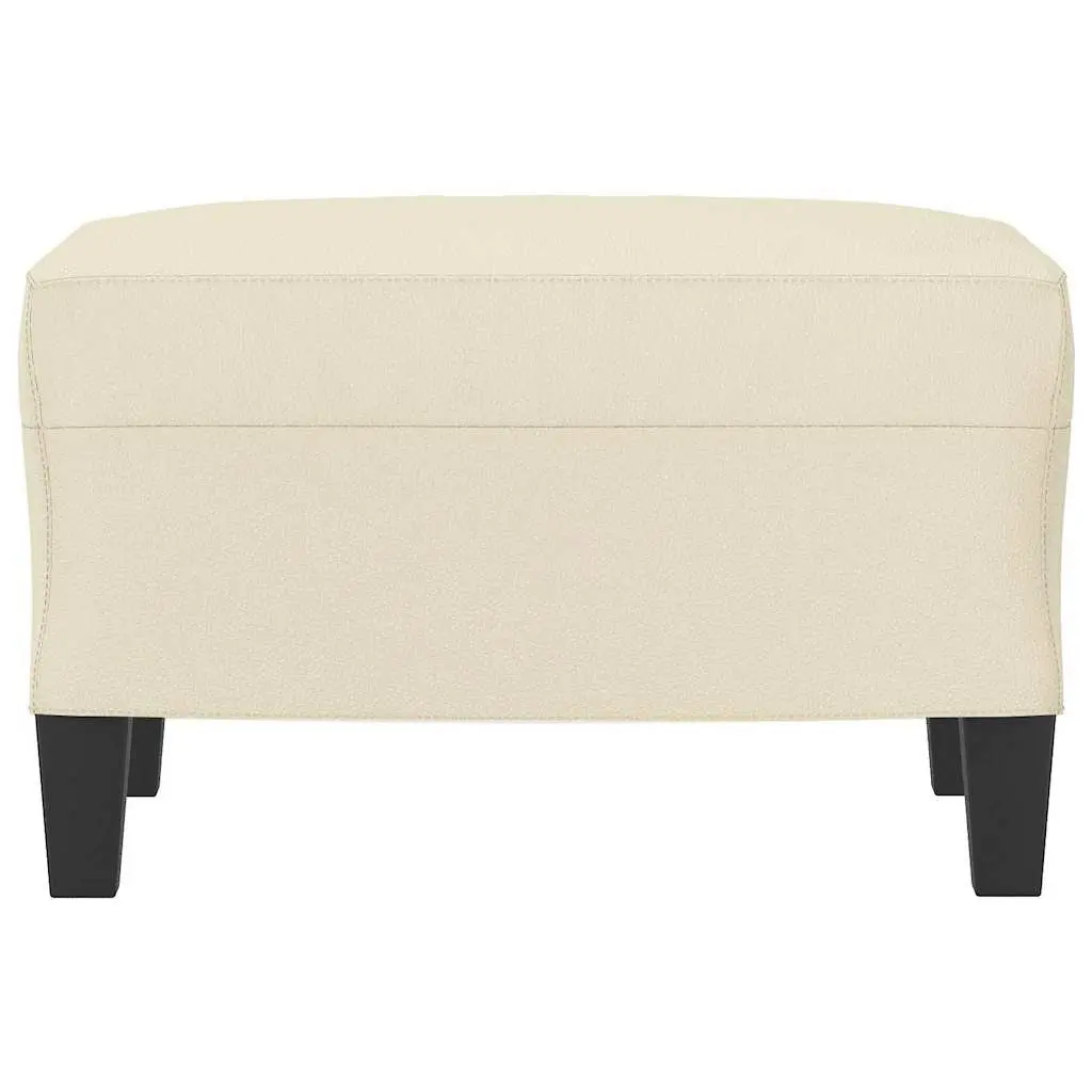 Footstool Faux Leather Compact Cream Plywood Ottoman
