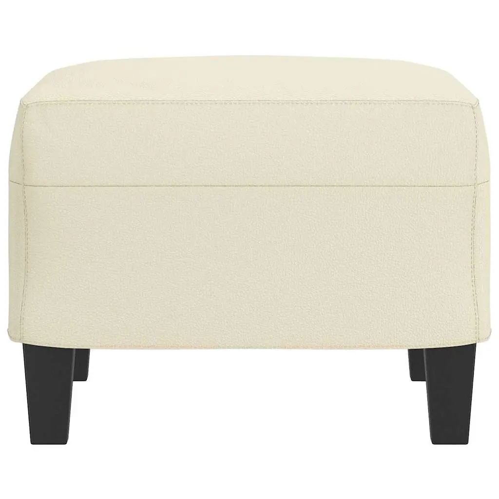 Footstool Faux Leather Compact Cream Plywood Ottoman