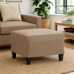 Versatile Brown Faux Leather Ottoman for Comfortable Living