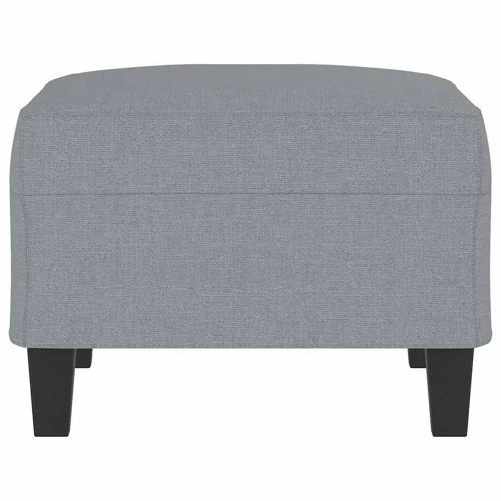 Footstool Fabric Light Grey Compact Ottoman Plywood Frame