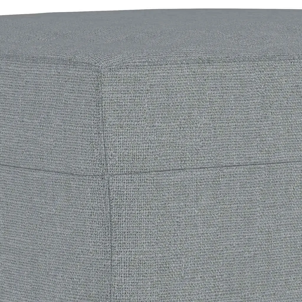 Footstool Fabric Light Grey Compact Ottoman Plywood Frame