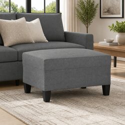 Versatile Dark Grey Fabric Footstool Ottoman for Any Room