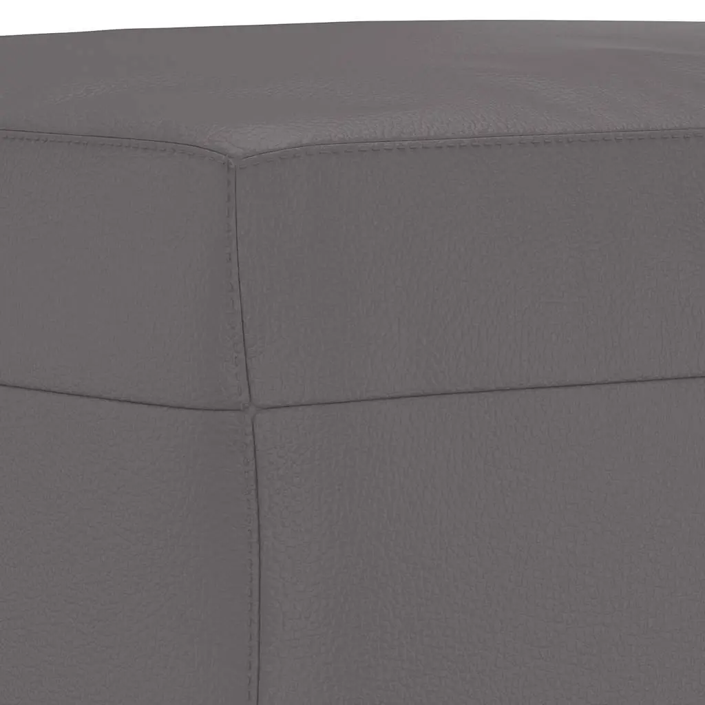 Footstool Faux Leather 70x55x41 cm Grey Compact Ottoman Seat Rest Modern