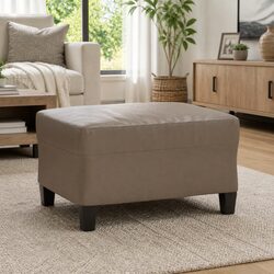 Versatile Brown Faux Leather Footstool for Any Room