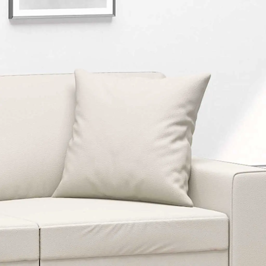 Throw Pillows 2 pcs Cream 40x40 cm Faux Leather Square Cushions Sofa Decor