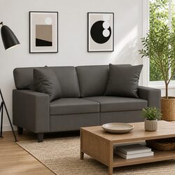 Throw Pillows 2 pcs Grey 40x40 cm Faux Leather Cushion Covers Decor