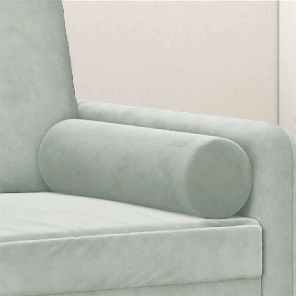 Throw Pillows Velvet Cylinder Bolster 15x50 cm Grey 2 pcs