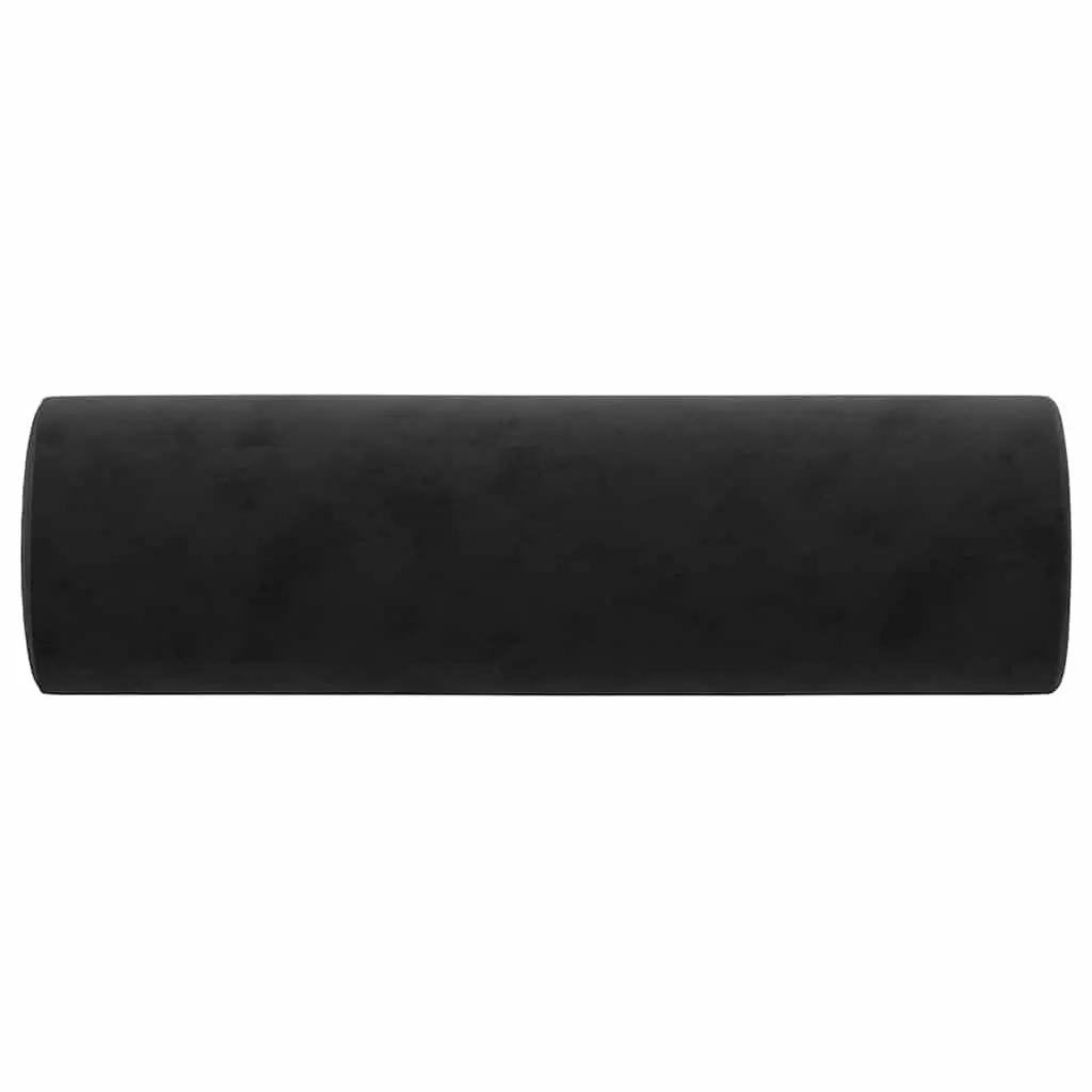 Throw Pillows 2 pcs Black Velvet Cylinder Bolster Decorative Home Decor Accent