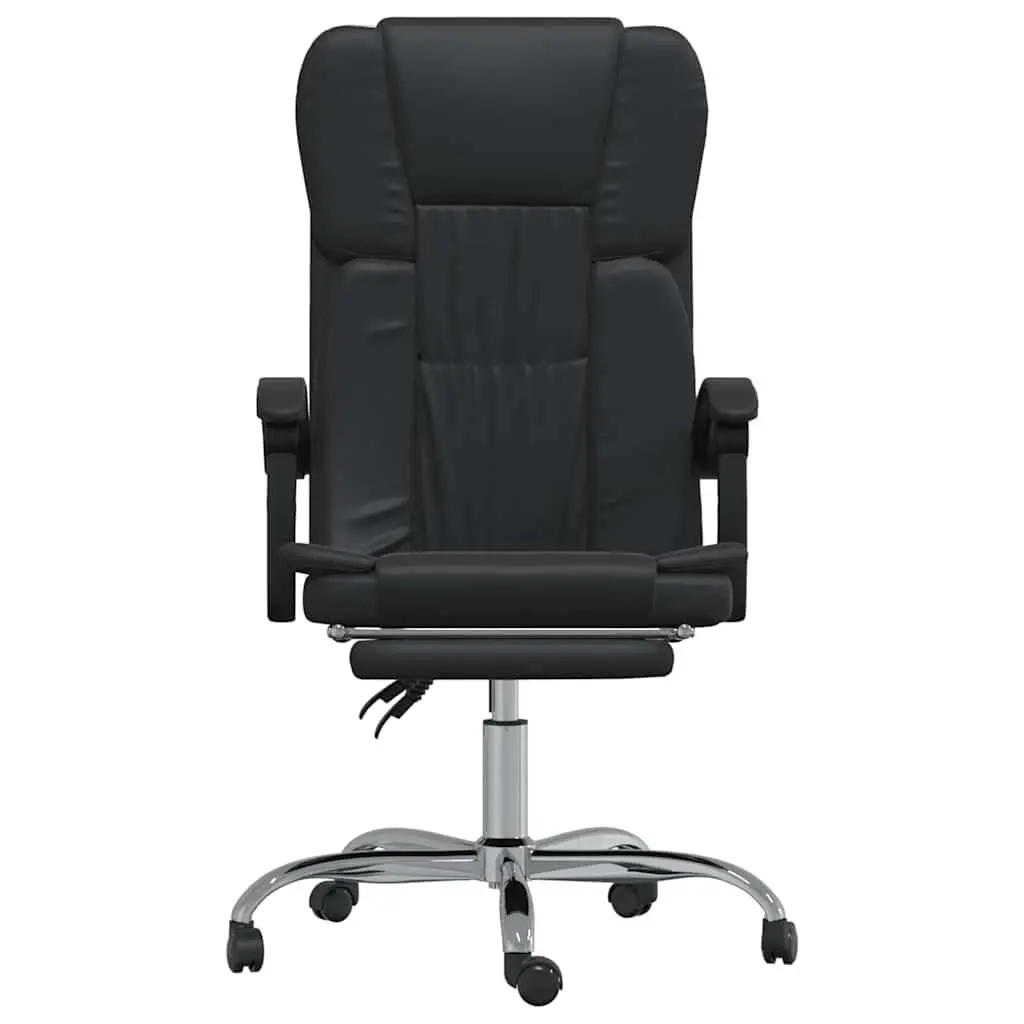 Reclining Office Chair Faux Leather Adjustable Height Black Swivel Desk