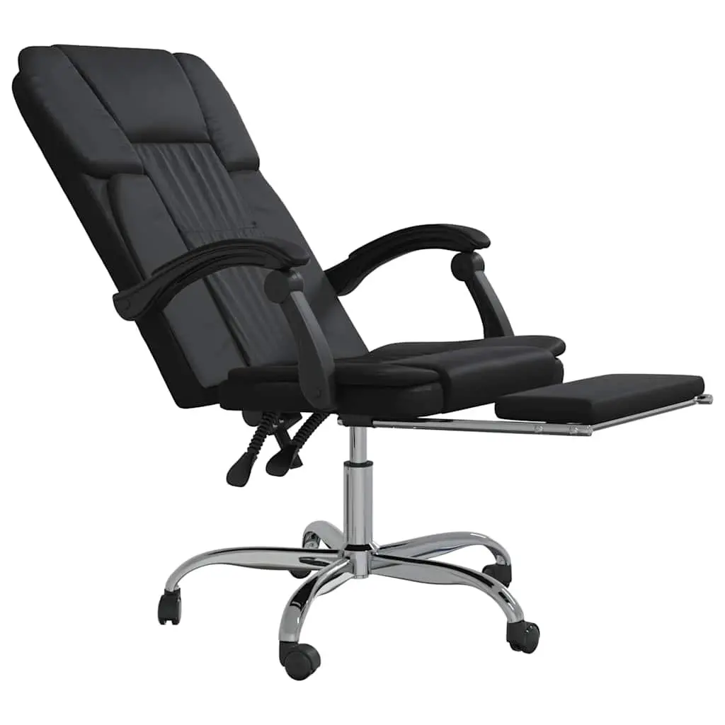 Reclining Office Chair Faux Leather Adjustable Height Black Swivel Desk