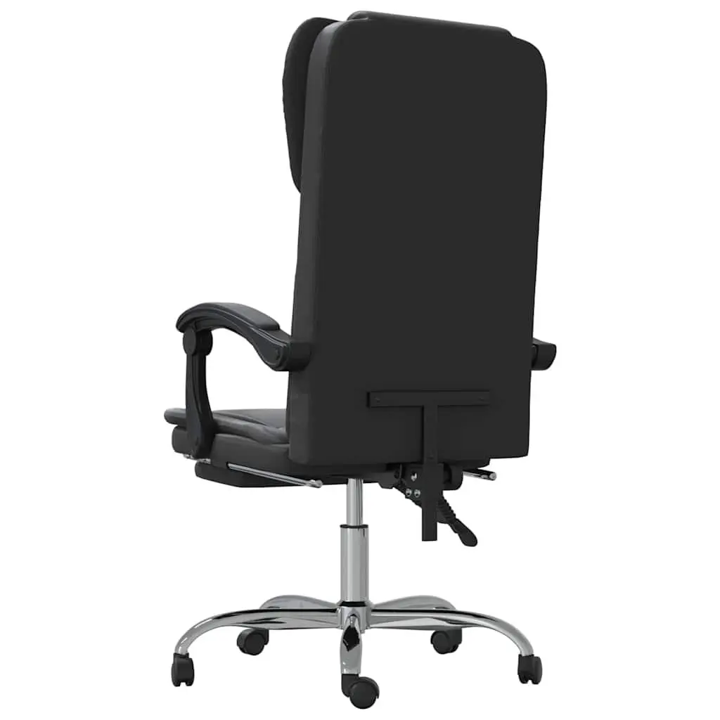Reclining Office Chair Faux Leather Adjustable Height Black Swivel Desk