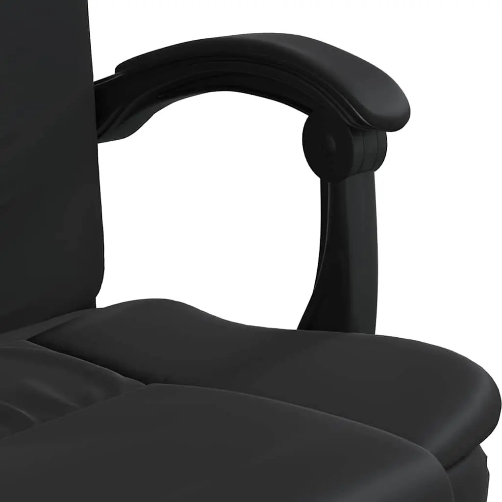Reclining Office Chair Faux Leather Adjustable Height Black Swivel Desk