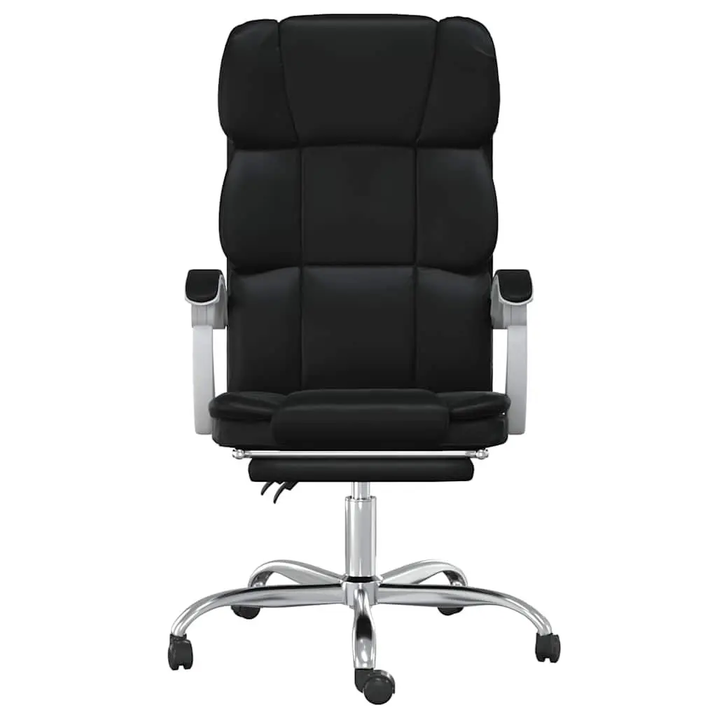 Reclining Office Chair Faux Leather Adjustable Backrest Height Swivel Black