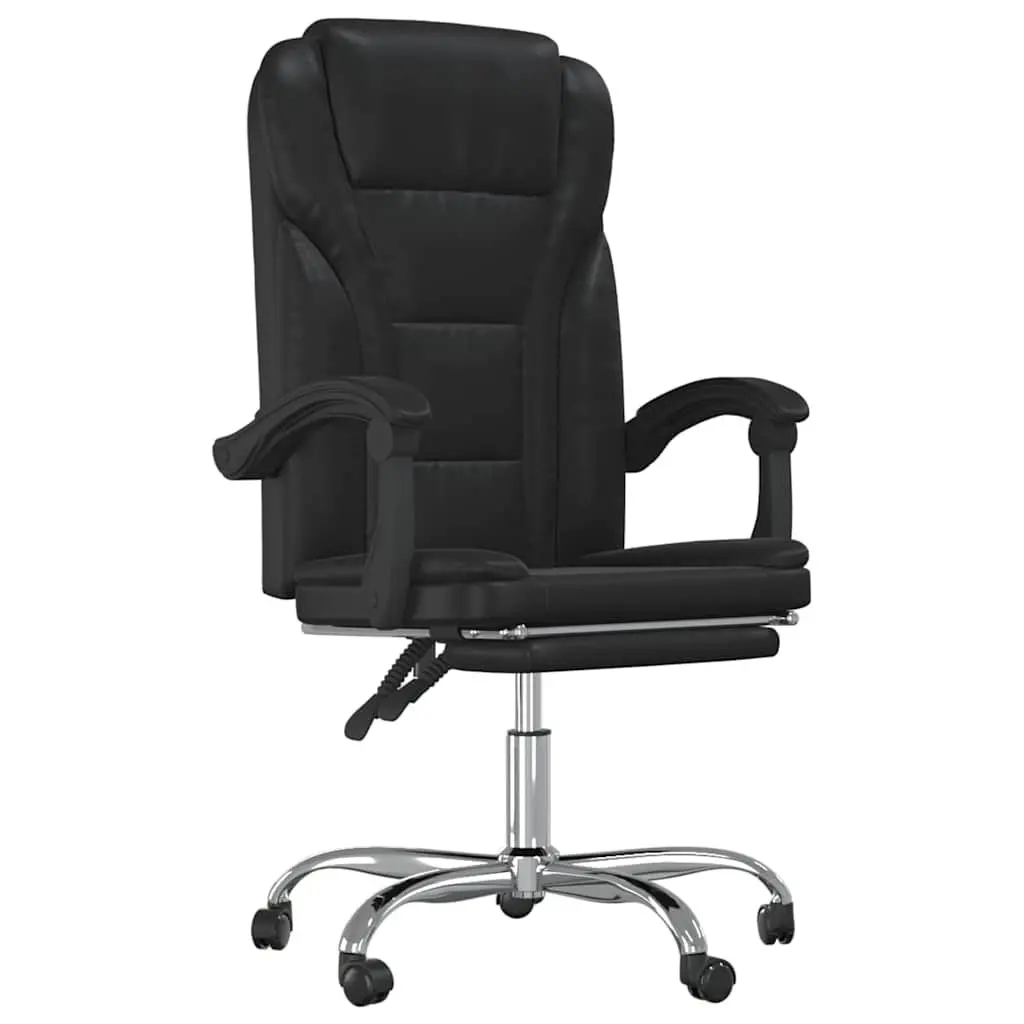 Reclining Office Chair Black Faux Leather Swivel Desk Seat Adjustable Backrest