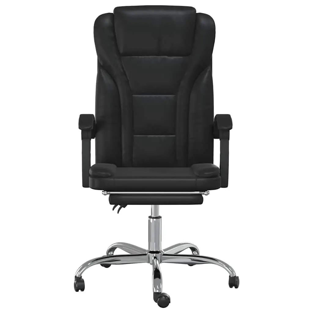 Reclining Office Chair Black Faux Leather Swivel Desk Seat Adjustable Backrest