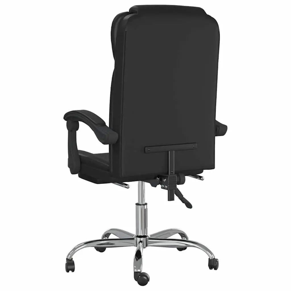 Reclining Office Chair Black Faux Leather Swivel Desk Seat Adjustable Backrest