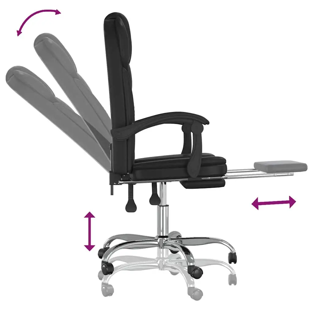 Reclining Office Chair Black Faux Leather Swivel Desk Seat Adjustable Backrest