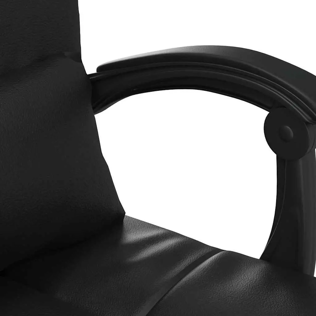 Massage Reclining Office Chair Faux Leather Adjustable Backrest Black
