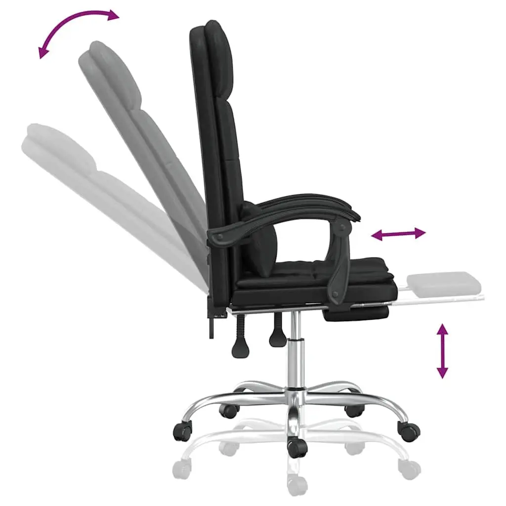Massage Reclining Office Chair Faux Leather Adjustable Backrest Black