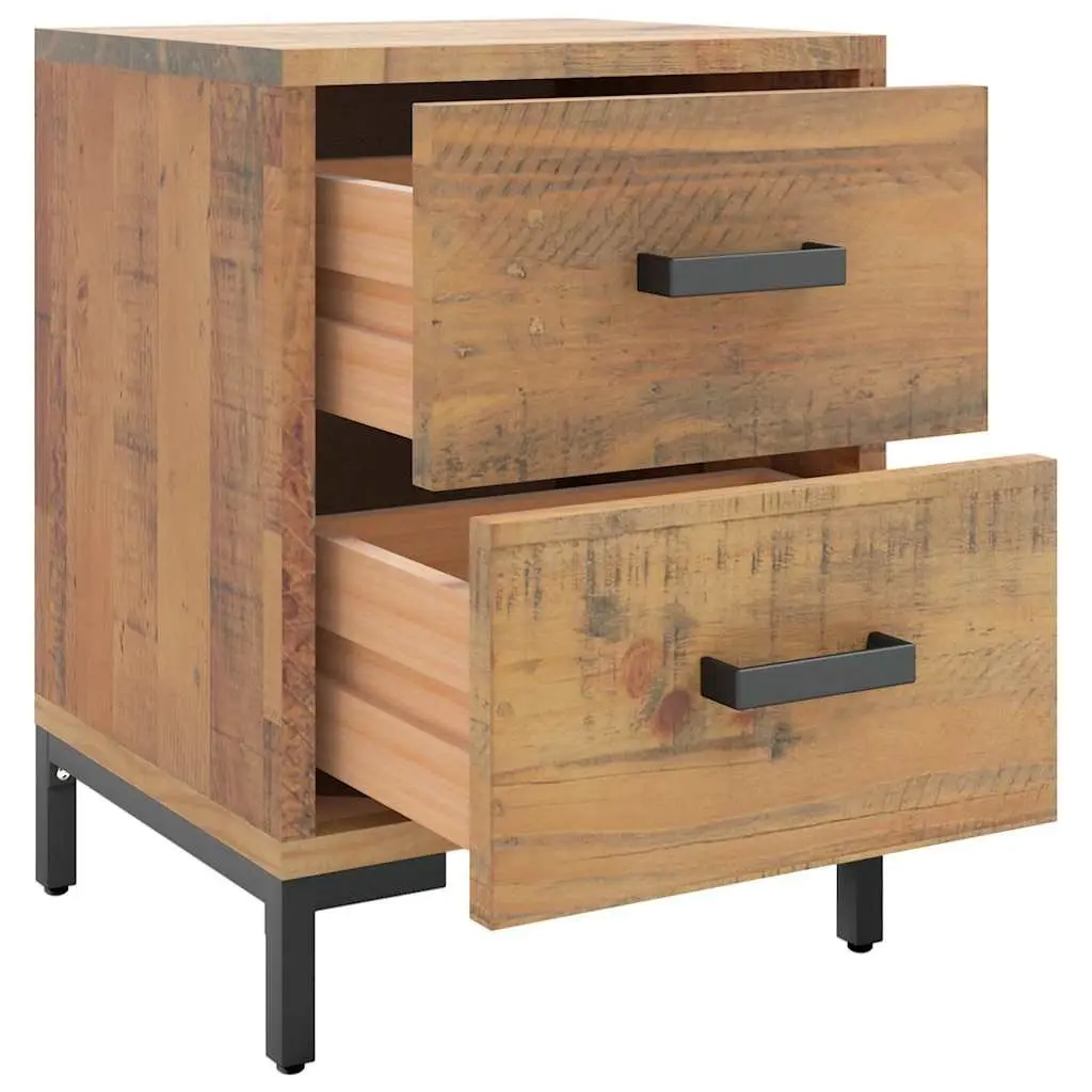 Bedside Cabinet Brown Solid Pinewood Bedroom Storage Table with Drawers