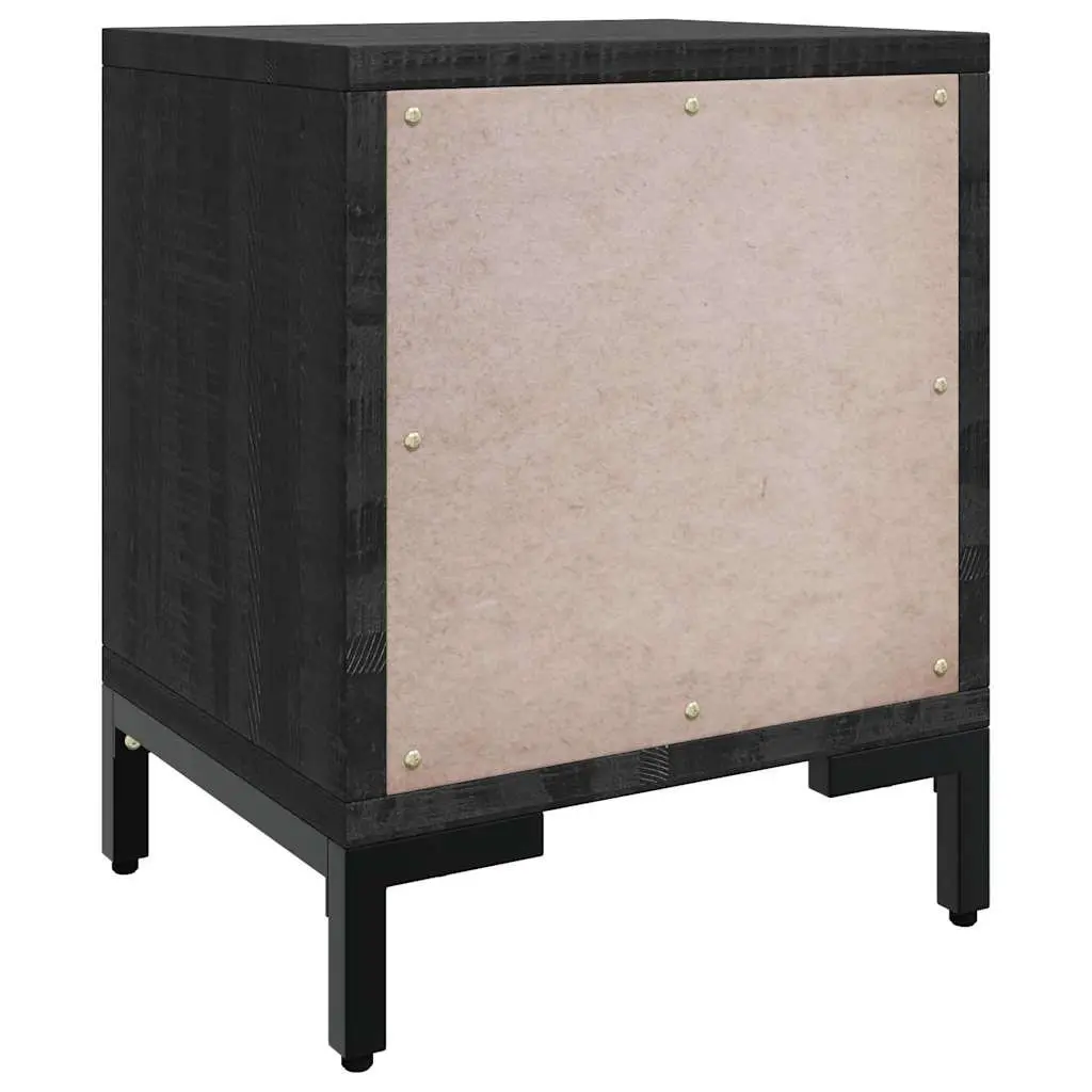 Black Bedside Cabinet Solid Pinewood with Drawers 36x30x45 cm